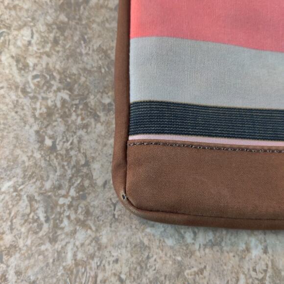 Fossil Purse Pink Striped Canvas Messenger Crossbody Bag Pink Brown White - Picture 5 of 10